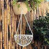 Plant shelf サスペンションフラワースタンド、アイアンフラワーラック壁掛けラウンドフラワーバスケット Flower racks ( 色 : 白 , サイズ さいず : 26*26*63CM 