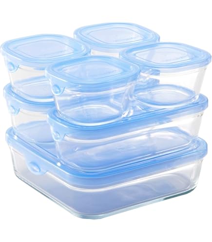 Amazon.co.jp: iwaki(イワキ) 耐熱ガラス 保存容器 アクアブルー 角型