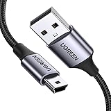 UGREEN USB miniB ケーブル ミニUSB タイプb 充電 USBケーブル 高耐久性 ナイロン編み デジカメ、PS3 コントローラー 、ドライブレコーダー、HDD、GPS などに対応 タイプAオス- miniBオス 1m 適格請求書発行可