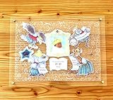 出産祝い 出産記念 名入れ ベビーバース メモリアルフレーム バースメモリアルボード 動物たちの祝福 アクリル (ピンク)