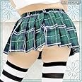 ステッチ入り超ミニチェックスカート単品　グリーン×ネイビー　Ｍ
