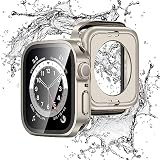 YOFITAR for Apple Watchケース 2 in 1防水設計 45mm 44mm 41mm 40mmアップルウォッチ 用 保護ケース 強化ガラスフィルム 一体型 Series 8/7/6/SE/5/4 メッキ加工 3D直角エッジデザイン PC素材 高タッチ感度 全面保護 衝撃吸収 (Series6/SE/5/4,40mm,スターライト)