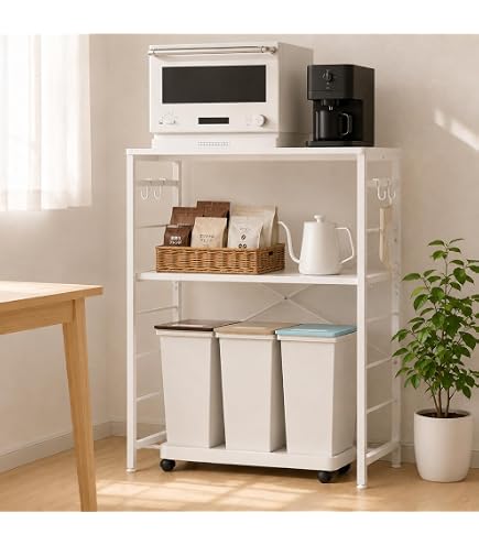 Amazon.co.jp: ゴミ箱上ラック キッチンラック 幅80×奥行40×高さ100cm