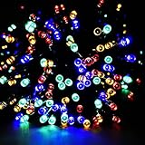 LED ソーラー イルミネーション 太陽発電 200球 点灯2パターン 防雨 屋外 クリスマス イルミ 自動ON/OFF (4色)