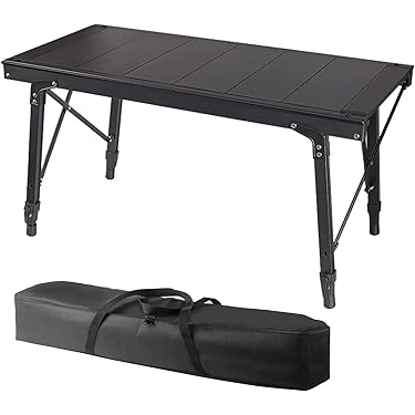 値下★新品未使用★アルミ合金製キャンプテーブル 120x60cm ダークブラウン Amazon | キャンプテーブル 折り畳み 【2024最新型・安定性