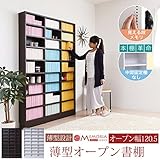 JKプラン MEMORIA 棚板が1cmピッチで可動する 薄型オープン幅120.5 ダークブラウン FRM-0102-DB