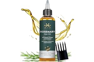 AVD Organics Rosemary Oil for Hair Growth Infused With Biotin, Jojoba & Castor Oil | Hair strengthening Treatment | Nourishing & Volumizing | Non GMO Verified 120ml (4fl oz)