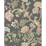 York Wallcoverings WA7738 Waverly Classics Casa Blanca Rose Wallpaper, Darkest Green/Purple/Beige/Eg