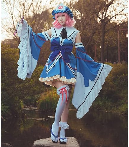 Amazon.co.jp: cos2020 コスプレ衣装 コスチューム 西行寺幽々子風