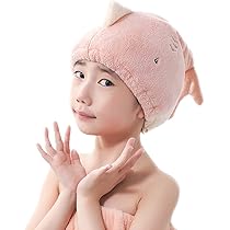 Amazon｜JK Homeタオルキャップ 子ども用 ヘアドライタオル 可愛い 