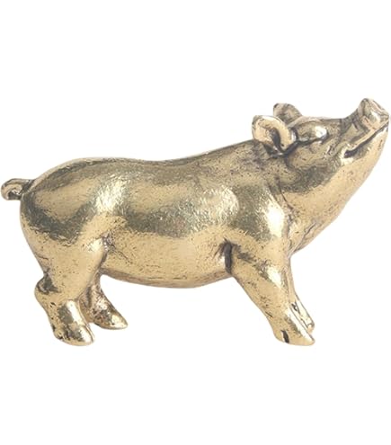 Amazon.co.jp: 幸運真鍮 幸せの福豚ブタ ぶた インテリア 置物
