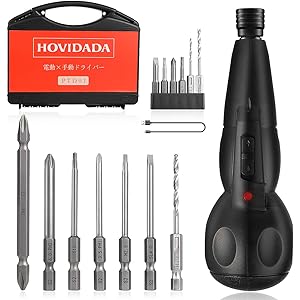 電動ドライバー 13ビットを含む 3N.m(電動)20N.m(手動)6.35mm ボール型グリップ 3.6V 電動 手動ドライバー 280RPM HOVIDADA(ホビダダ) 充電式 コードレスドライバー 900mAh 電動ドリルドライバー