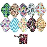 10PCS 12 Inch Heavy Charcoal Bamboo Mama Cloth/ Menstrual Pads/ Reusable Sanitary Pads + 1PC Wet Bag