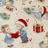 日本紐釦貿易(Nippon Chuko) オランダ輸入生地 「クリスマスキッズテディベア」ゴブラン織り生地 巾140×50cm切売り販売 GB-TAYLOR
