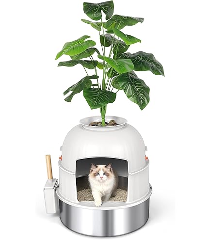 NEO CRASY 猫用トイレ 円形デザイン Amazon | NEO CRASY 観葉植物型 猫用トイレ 63L 大容量 除菌 消臭