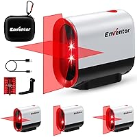 ENVENTOR レーザー墨出し器 レーザークラスII 360°回転可能な水平および垂直ポイント 磁気サポート パルス機能 USB充電 充電式電池 IP54 プレゼント（レッド）