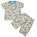 アンパン 天竺 半袖総柄パジャマ 綿100％ サックス◇95cm