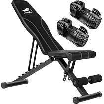 Amazon | CuteeFox 商品 トレーニングベンチ＋可変式 ダンベル 24KG