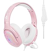 Mytrix Gaming Headset, PS5 Headphones, Gaming Wired, With Microphone, Noise Cancelling, RGB LED Lights, 0.1 inch (3.5 mm) Ter