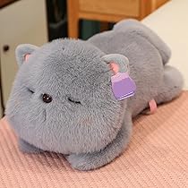 Amazon.co.jp: 白猫 猫 ネコ グレー ぬいぐるみ アニマル 抱き枕