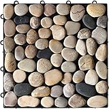 玉砂利 ストーンパネル 6枚セット ジョイント式 タイル : 天然石 【当店ウッドパネルと接続可能】