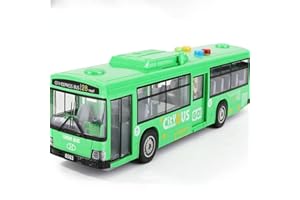 子供のスクールバスバスモデルおもちゃの音と軽自動車音楽車の男の子ギフトバスプルバック車 (06 Green Express Bus)