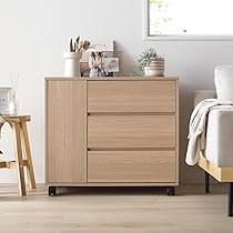 Amazon｜RASIK チェスト キャスター付き 引き出し 3段 棚 約幅75×奥行