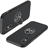 iPhone XS ケース iPhoneX ケース リング付き pc+tpu 耐衝撃 一体型 携帯カバー アイフォンX/XS ケース 指紋防止 360°回転 スタンド機能 車載ホルダー対応 人気 衝撃吸収 傷つけ防止 ケース ブラック