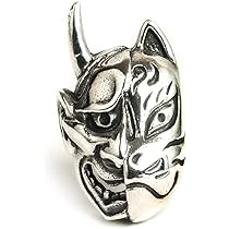 Amazon | キツネ 狐面 般若 鬼面 シルバー925 ピアス