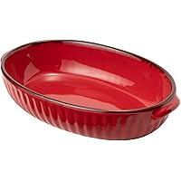 TAMAKI グラタン皿 ギャザー レッド 直径24×奥行15.3×高さ5cm 860ml 電子レンジ・食洗機・オーブン対応 T-763056
