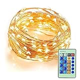 Led String Lights, 150 lights Dimmable Copper Wire Starry String Lights with Remote Control and Adap