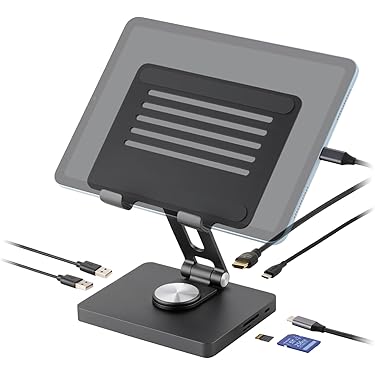 MAOTOAM ドッキングステーション内蔵PCスタンド【Fillitポーチ付】 6in1 スタンド一体型ドッキングステーション 3USBポート HDMI 映像出力