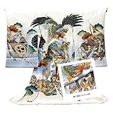 正絹 お宮参り 着物 男の子 初着 産着 友禅刺繍【風呂敷プレゼント包装付き/熨斗対応】白地系 鷹に扇面と兜の柄