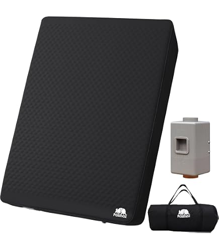 Amazon | Pasinaz インフレーターマット ダブル サイズ ブラック 10cm