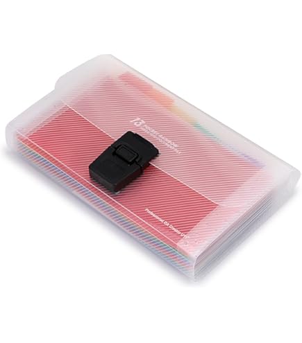 Jam Paper 13 Pocket Expanding File, Red, Check Size, 5 Inch X 10 1/2 Inch, 1/Pack