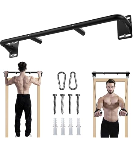 Heavy Duty Wall Mounted Doorway Pull Up Bar, Multifunctional Chin Up Bar, Portable Fitness Door Bar Body Workout Home Gym System