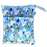 Damero Cute Travel Baby Wet and Dry Cloth Diaper Organizer Bag (Medium, Monkeys) by Damero