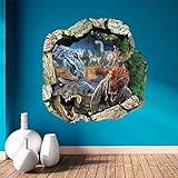 3d恐竜を通して壁ステッカージュラシックパークホーム装飾の。DIY cartoon boysキッズ部屋デカール映画壁画アート2.0 ^。