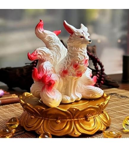 Amazon.co.jp: 九尾の狐 置物 玄関 飾り 縁起物 玉藻前 九尾の狐姫様