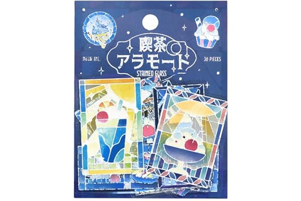 BGM 箔押しクリアシール 喫茶アラモードステンド ブルー BS-PFG009