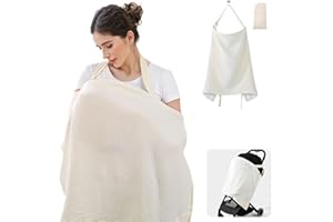 母乳育児カバー、ソフト通気性の綿女性の母乳育児カバー、調節可能なフープアーネックライン付きのプライベート母乳育児カバー母ケアエプロン