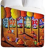 DENY Designs Renie Britenbucher Kids Raking Leaves Duvet Cover, Queen [並行輸入品]