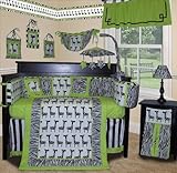 SISI Baby Boy Boutique - Lime Zebra 15 Pcs Baby Bedding Nursery Crib Set by Sisi