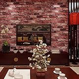 Soomj DIY レンガ タイル ブロック壁紙 壁用 おしゃれ ブリックパターン ストーン 3D 屋内 ベッドルーム装飾 53cm×10m (赤)