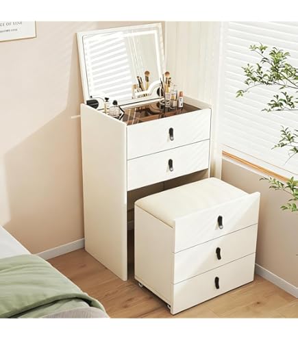 Amazon｜Isabally ドレッサー コンパクト テーブル LEDライト付き 幅