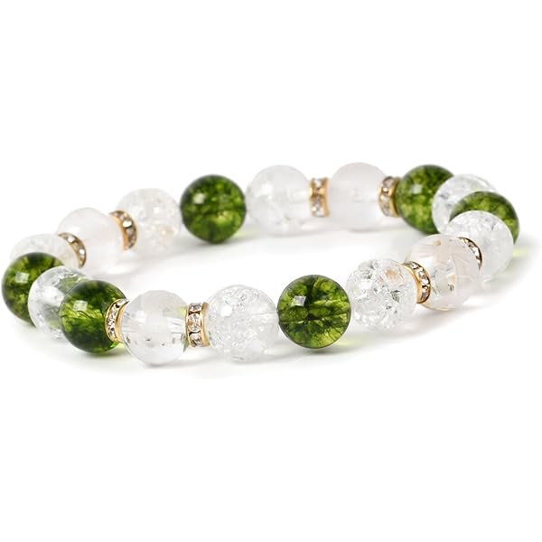 高品質ペリドットクラック水晶ブレスレット Amazon | 石街 ペリドット色 クラック水晶 ブレスレット 人気