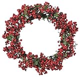 asca クリスマス 装飾 ベリーリース 直径23cm レッド AX68396-002