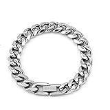 HEIX Mens Jewelry Stainless Steel Simple Cuban Chunk Link Bracelet for Men and Boys