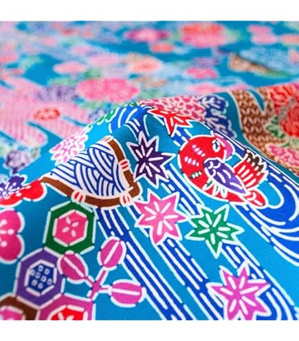 沖縄芭蕉布 紅型（びんがた）染付 円形花柄紋様　伝統工芸品 Amazon | 沖縄芭蕉布 紅型（びんがた）染付 形花柄紋様 伝統工芸品