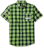 Seattle Seahawks Wordmark基本的なフランネルシャツ – 半袖 M グリーン